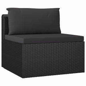 Set mobilier de grădină cu perne, 5 piese, negru, poliratan - Img 5