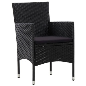 Set mobilier de grădină cu perne, 5 piese, negru, poliratan - Img 7