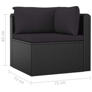 Set mobilier de grădină cu perne, 5 piese, negru, poliratan - Img 9