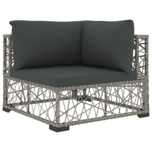 Set mobilier de grădină cu perne, 6 piese, gri, poliratan - Img 4