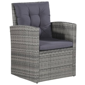 Set mobilier de grădină cu perne, 6 piese, gri, poliratan - Img 4
