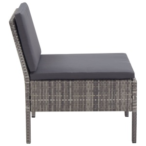 Set mobilier de grădină cu perne, 6 piese, gri, poliratan - Img 10