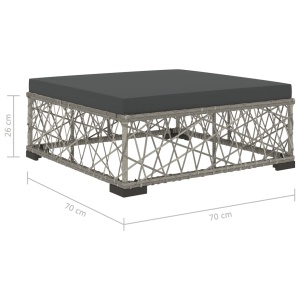 Set mobilier de grădină cu perne, 6 piese, gri, poliratan - Img 9