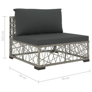 Set mobilier de grădină cu perne, 6 piese, gri, poliratan - Img 11
