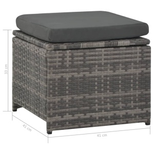 Set mobilier de grădină cu perne, 6 piese, gri, poliratan - Img 11