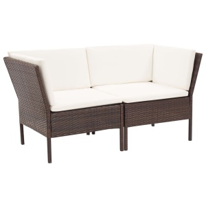 Set mobilier de grădină cu perne, 6 piese, maro, poliratan - Img 3