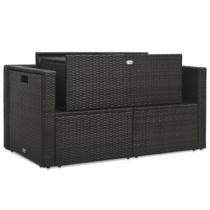 Set mobilier de grădină cu perne, 6 piese, maro, poliratan - Img 8