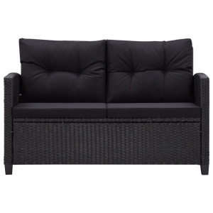 Set mobilier de grădină cu perne, 6 piese, negru, poliratan - Img 3