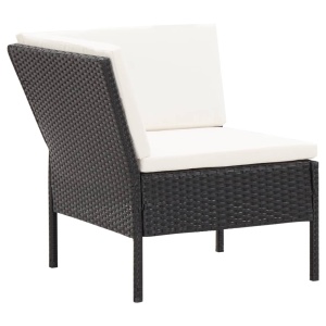 Set mobilier de grădină cu perne, 6 piese, negru, poliratan - Img 6