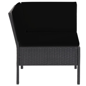 Set mobilier de grădină cu perne, 6 piese, negru, poliratan - Img 7