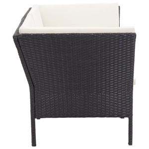 Set mobilier de grădină cu perne, 6 piese, negru, poliratan - Img 8