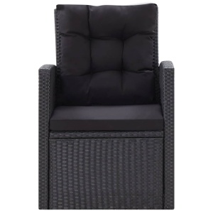 Set mobilier de grădină cu perne, 6 piese, negru, poliratan - Img 7