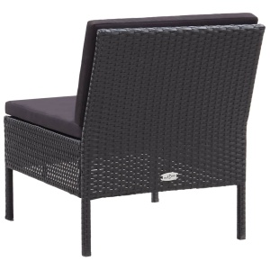 Set mobilier de grădină cu perne, 6 piese, negru, poliratan - Img 11