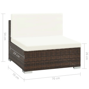 Set mobilier de grădină cu perne, 7 piese, maro, poliratan - Img 6