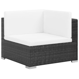 Set mobilier de grădină cu perne, 7 piese, negru, poliratan - Img 4