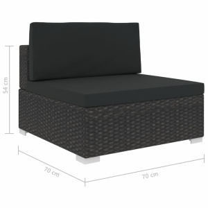 Set mobilier de grădină cu perne, 7 piese, negru, poliratan - Img 9