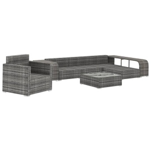 Set mobilier de grădină cu perne, 8 piese, gri, poliratan - Img 3