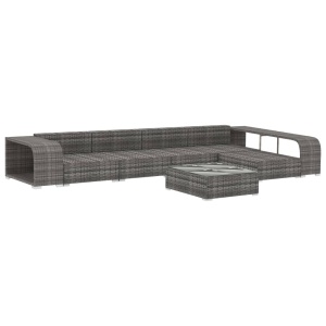 Set mobilier de grădină cu perne, 8 piese, gri, poliratan - Img 3