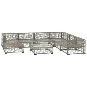 Set mobilier de grădină cu perne, 8 piese, gri, poliratan - Img 3