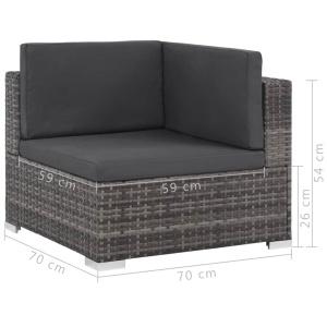 Set mobilier de grădină cu perne, 8 piese, gri, poliratan - Img 11