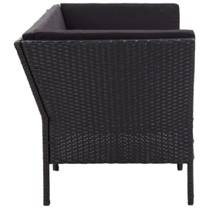 Set mobilier de grădină cu perne, 8 piese, negru, poliratan - Img 5