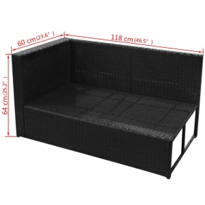 Set mobilier de grădină cu perne, 8 piese, negru, poliratan - Img 10