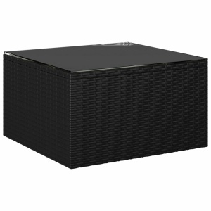 Set mobilier de grădină cu perne, 9 piese, negru, poliratan - Img 6