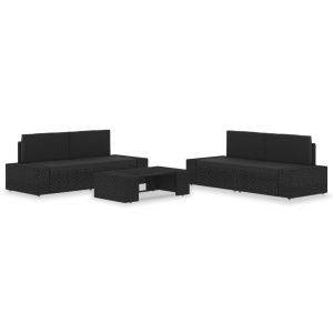 Set mobilier grădină, 5 piese, negru, poliratan