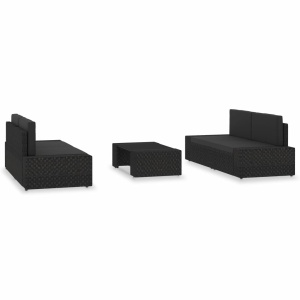 Set mobilier grădină, 5 piese, negru, poliratan - Img 2