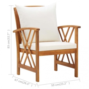 Set mobilier grădină cu perne, 4 piese, lemn masiv de acacia - Img 11