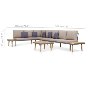 Set mobilier grădină cu perne 5 piese, maro, lemn masiv acacia - Img 6