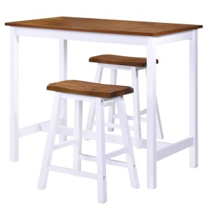 Set mobilier tip bar, masă și scaune, 3 piese, lemn masiv - Img 2