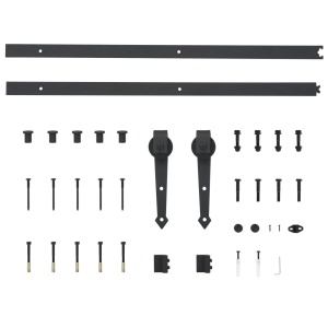 Set piese pentru ușă glisantă, negru, 183 cm, oțel - Img 5