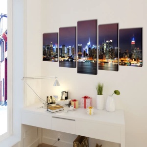 Set tablouri pânză imprimate color, panoramă New York 100 x 50 cm - Img 2
