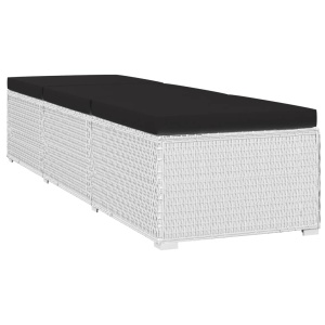Șezlong cu pernă și măsuță de ceai, alb, poliratan - Img 4