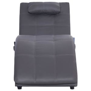 Șezlong de masaj cu pernă, gri, piele artificială - Img 5