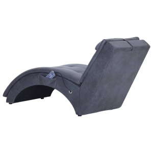 Șezlong de masaj cu pernă, gri, piele intoarsă artificială - Img 8