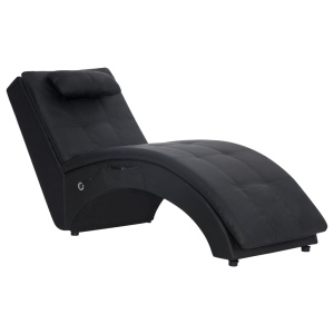 Șezlong de masaj cu pernă, negru, piele artificială - Img 2