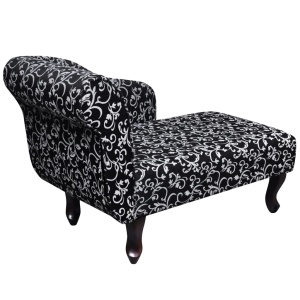 Șezlong, negru și alb, material textil - Img 6
