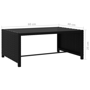 Șezlonguri cu masă, 2 buc., negru, poliratan - Img 11