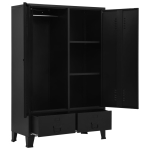 Șifonier, negru, 90 x 40 x 140 cm, oțel, industrial - Img 2