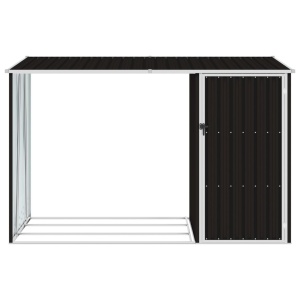 Șopron de grădină lemne de foc maro 245x98x159 cm oțel zincat - Img 3