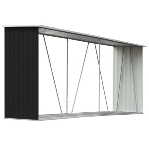 Șopron depozitare lemne antracit 330x84x152 cm oțel galvanizat - Img 2