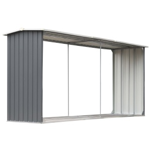 Șopron depozitare lemne, oțel galvanizat, 330x92x153 cm, gri - Img 2