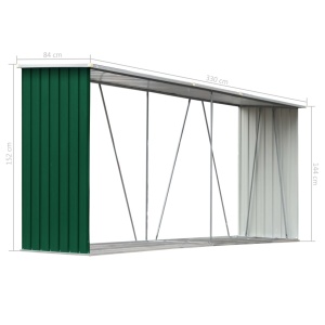 Șopron depozitare lemne, verde, 330x84x152 cm, oțel galvanizat - Img 5