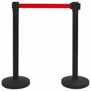 Stâlp cu bandă, barieră pentru aeroport, negru, oțel - Img 2