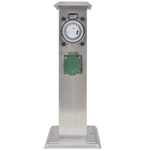 Stâlp priză pentru grădină oțel inoxidabil cu temporizator - Img 2