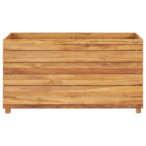 Strat inălțat, 100x40x55 cm, lemn de tec reciclat și oțel - Img 3