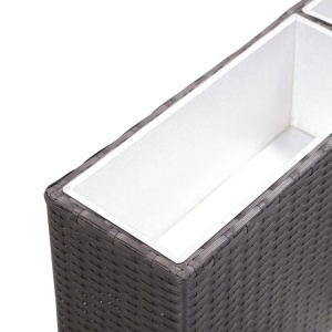 Strat inălțat de grădină 2 ghivece negru 90x20x40 cm poliratan - Img 4