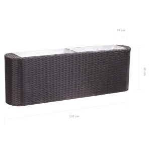 Strat inălțat de grădină negru 120x24x40 cm poliratan - Img 6